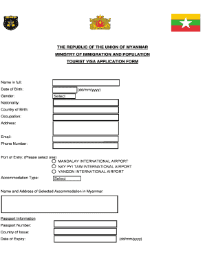 Myanmar Tourist Visa Application Form