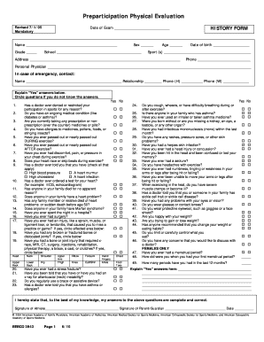 Preparticipation Physical Evaluation Form