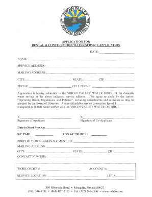 Rental and Construction Water Service Application