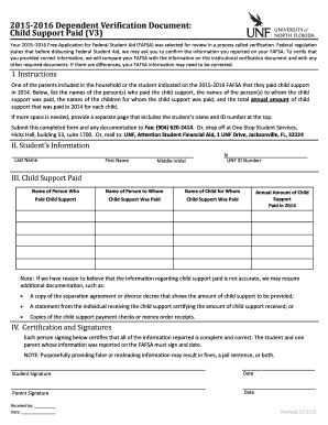2015-2016 Dependent Verification Document