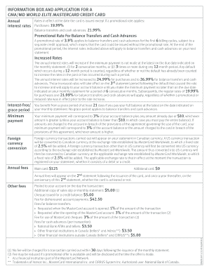 CMA/MD World Elite MasterCard Application