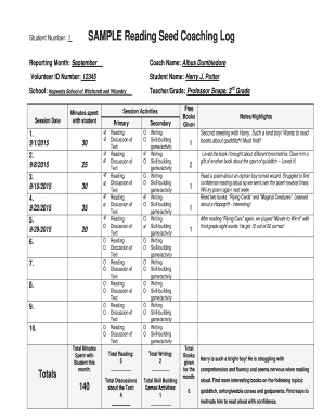 Reading Seed Coaching Log