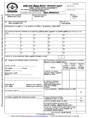 Tamil Nadu Open University Exam Application