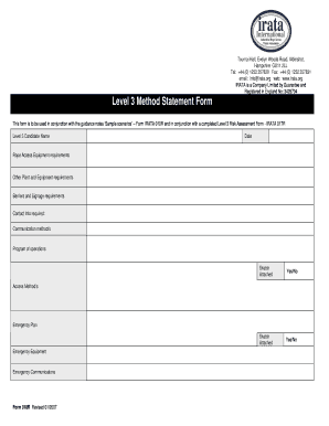 Work method statement template - rope access risk assessment template