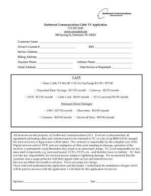 Northwest Communications Cable TV Application