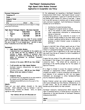 Northwest Communications Internet Application & Acceptable Use Policy