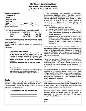 Northwest Communications Internet Application & Acceptable Use Policy