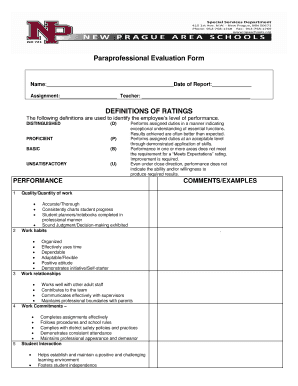 Paraprofessional Evaluation Form