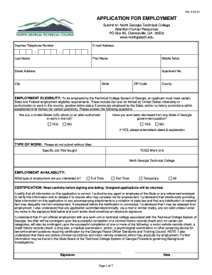 Georgia Technical College Employment Application