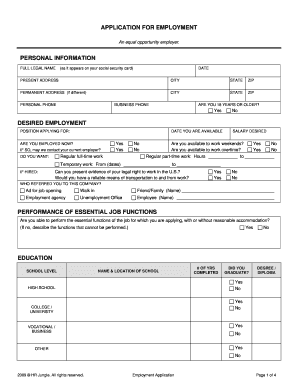 Employment Application Form