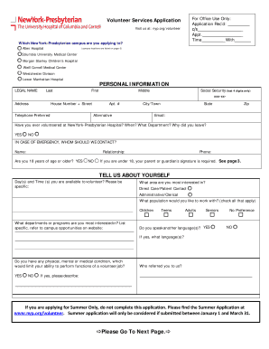 NewYork-Presbyterian Volunteer Services Application