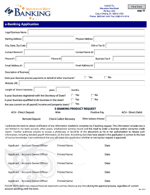 Mountain West Bank E-Banking Application
