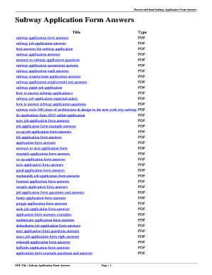 Subway Application Form Answers - bud-deecom