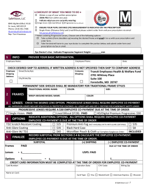 SafeVision Employee Eyewear Order Form