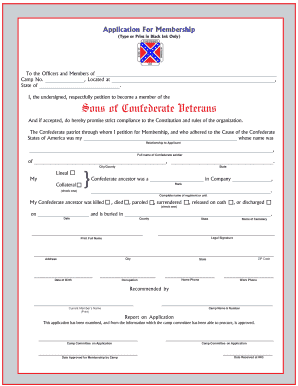 Sons of Confederate Veterans Membership Application