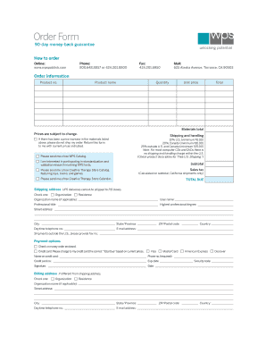 WPS Order Form