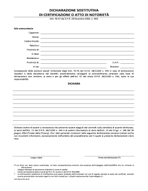 Dichiarazione Sostitutiva di Certificazione