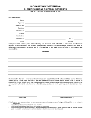 Dichiarazione Sostitutiva di Certificazione