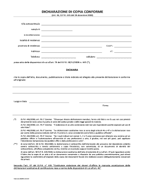 Dichiarazione di Copia Conforme