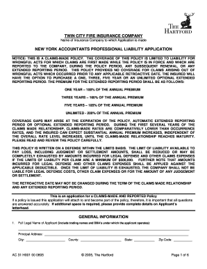 New York Accountants Professional Liability Application