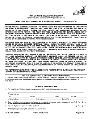 New York Accountants Professional Liability Application