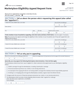 Marketplace Eligibility Appeal Request Form