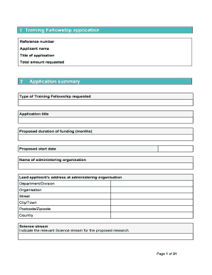 Training Fellowship Application