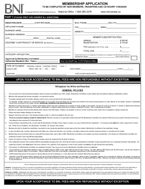 BNI Canada Membership Application
