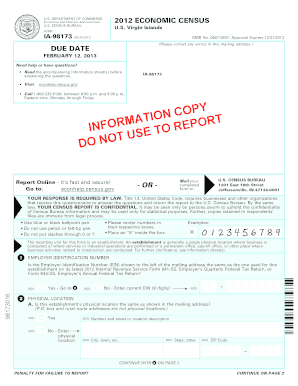 US Virgin Islands Economic Census Form