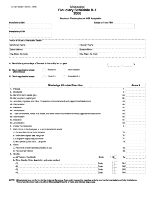 Mississippi Fiduciary Schedule K-1 Form