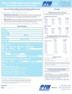 Aircraft Liability Insurance Application