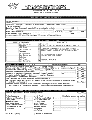 Airport Liability Insurance Application