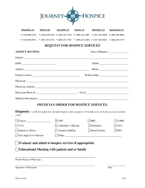 Request for Hospice Services Form