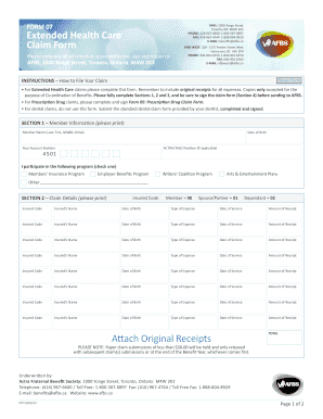Extended Health Care Claim Form