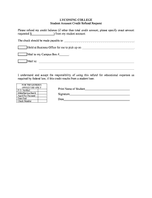 Student Account Credit Refund Request