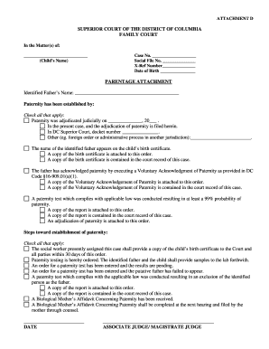 Parentage Attachment Form