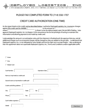 Credit Card Authorization Form