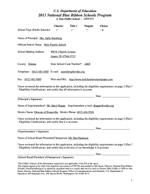 2013 National Blue Ribbon Schools Program Application