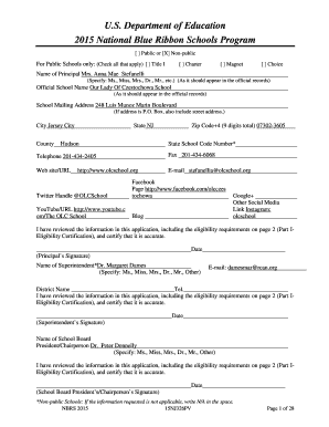 2015 National Blue Ribbon Schools Program Application