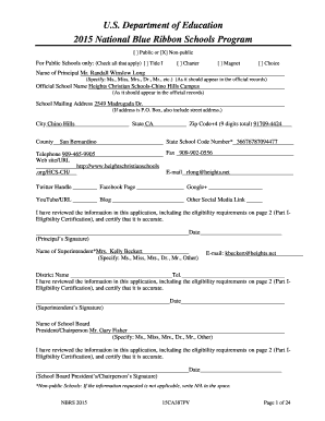 2015 National Blue Ribbon Schools Program Application