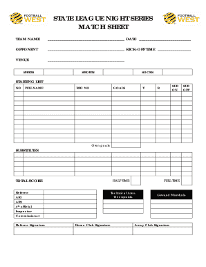 Match Sheet