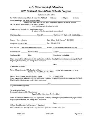 National Blue Ribbon Schools Program Application