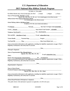 2015 National Blue Ribbon Schools Program Application