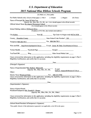2015 National Blue Ribbon Schools Program Application