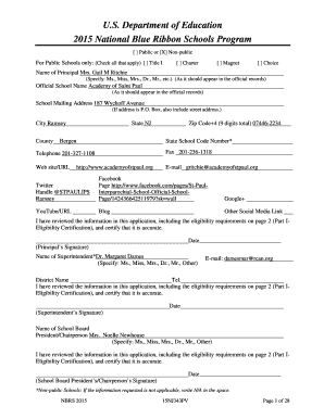 2015 National Blue Ribbon Schools Program Application