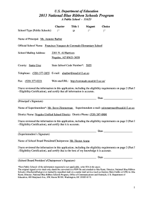 2013 National Blue Ribbon Schools Program Application