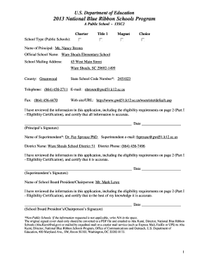 2013 National Blue Ribbon Schools Program Application