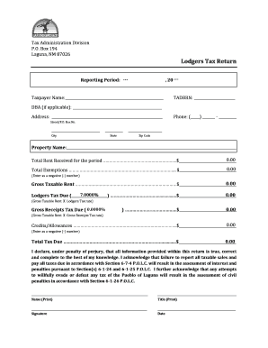 Lodgers Tax Return