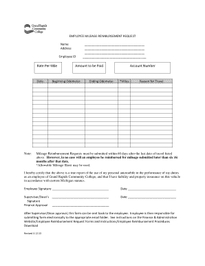 Employee Mileage Reimbursement Request