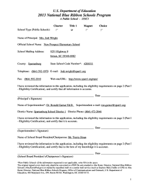 2013 National Blue Ribbon Schools Program Application